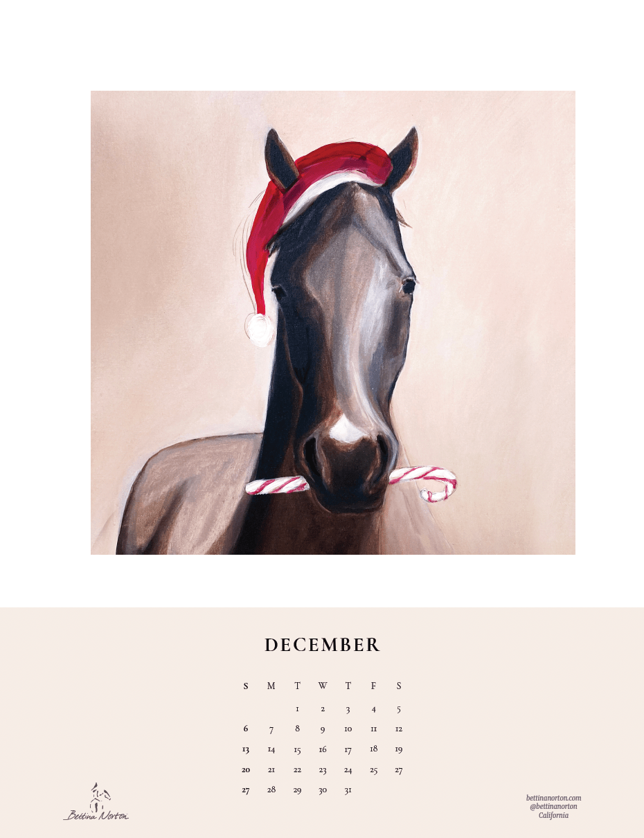 2026 Original Horse Paintings Equestrian Calendar