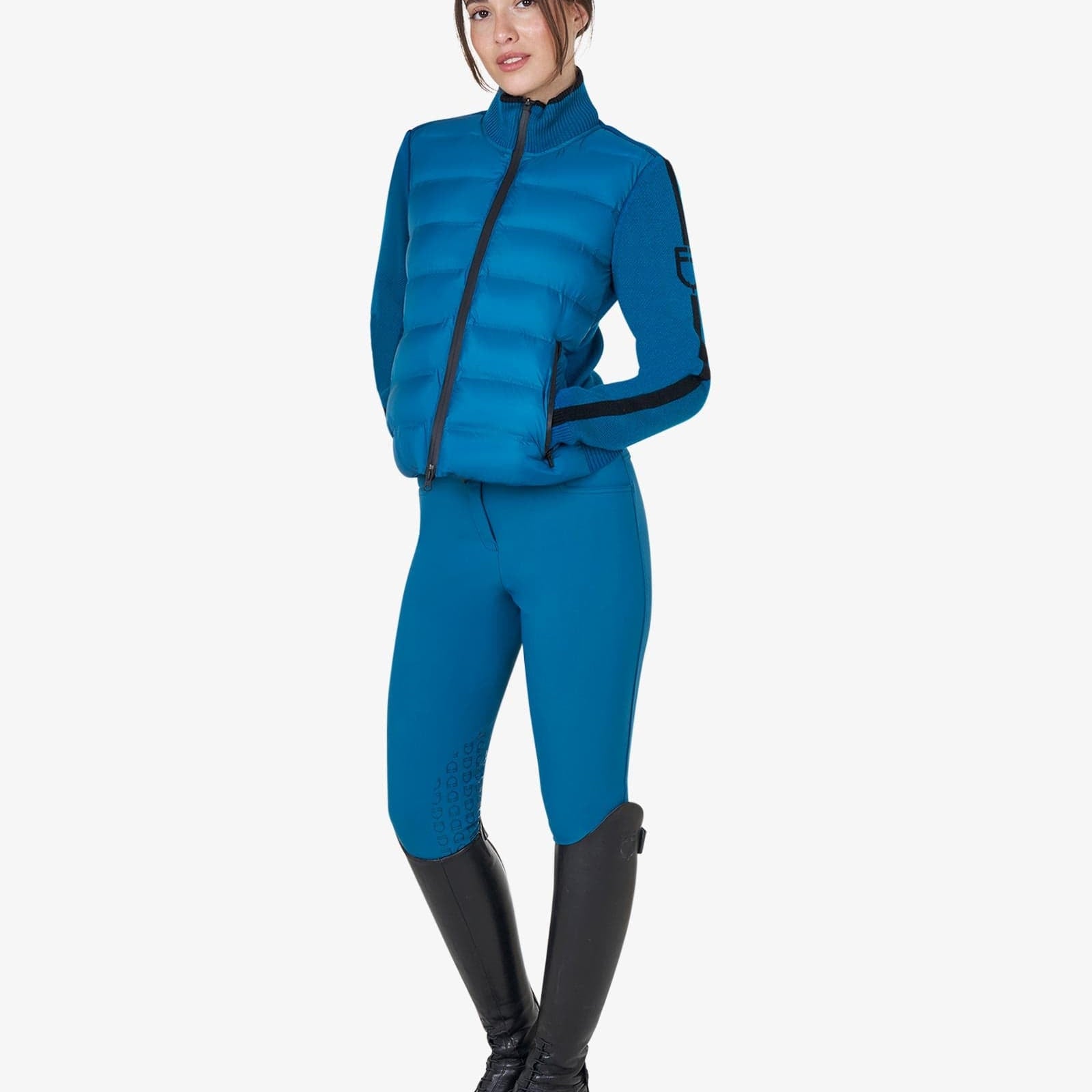 Equestro Women's Jacket in Nylon and Knit with Zip