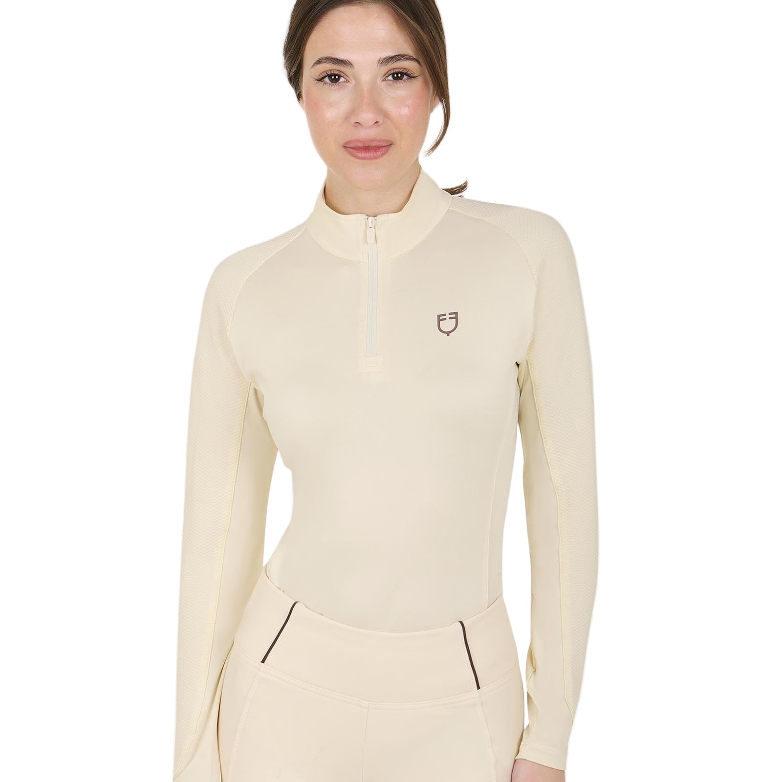 Equestro Women's Slim Fit Long Sleeve Base Layer antique white