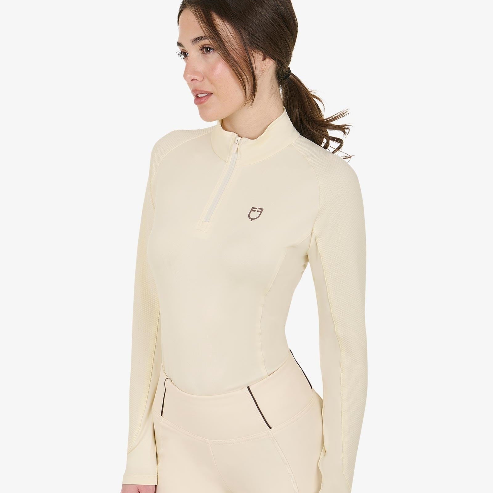 Equestro Women's Slim Fit Long Sleeve Base Layer antique white