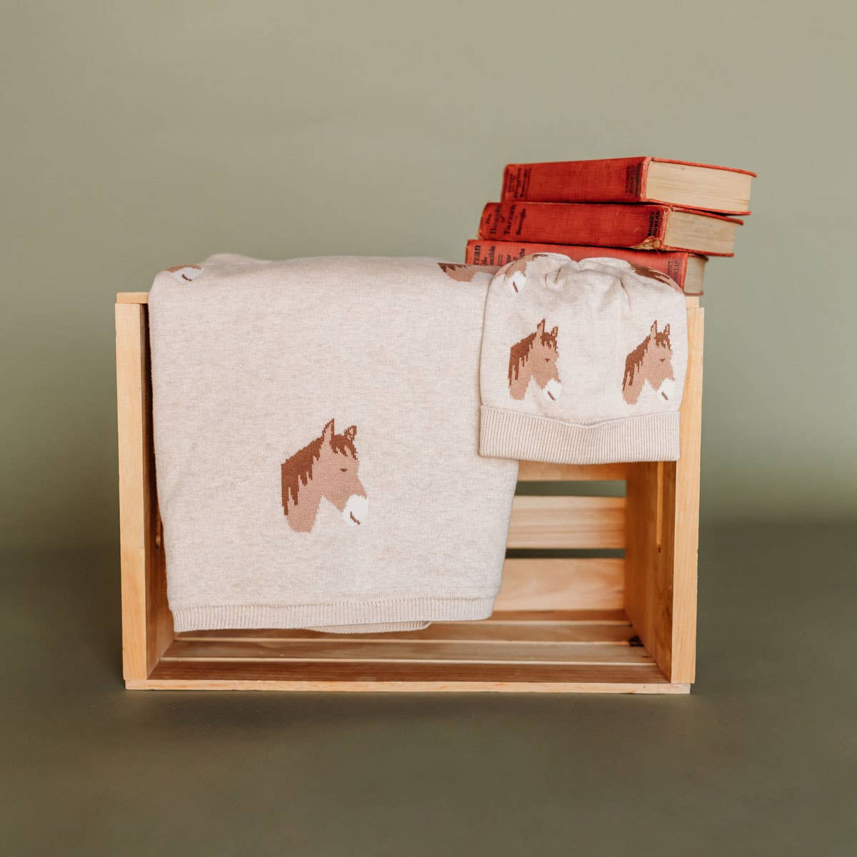 Horse Dreams - Organic Cotton Jacquard Knit Baby Blanket