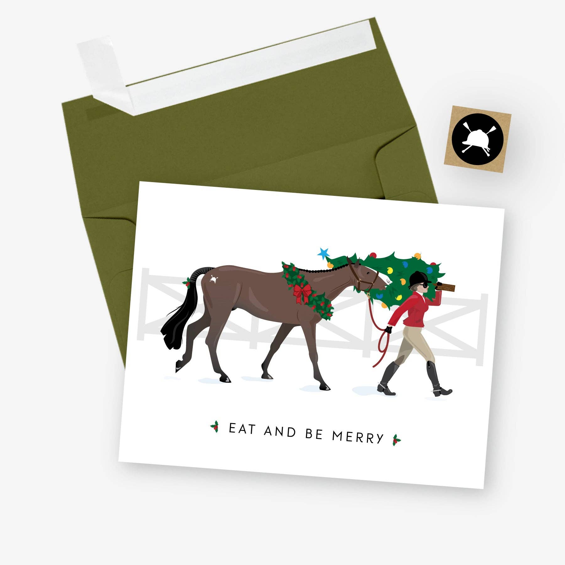 Eat & Be Merry Equestrian Christmas Card