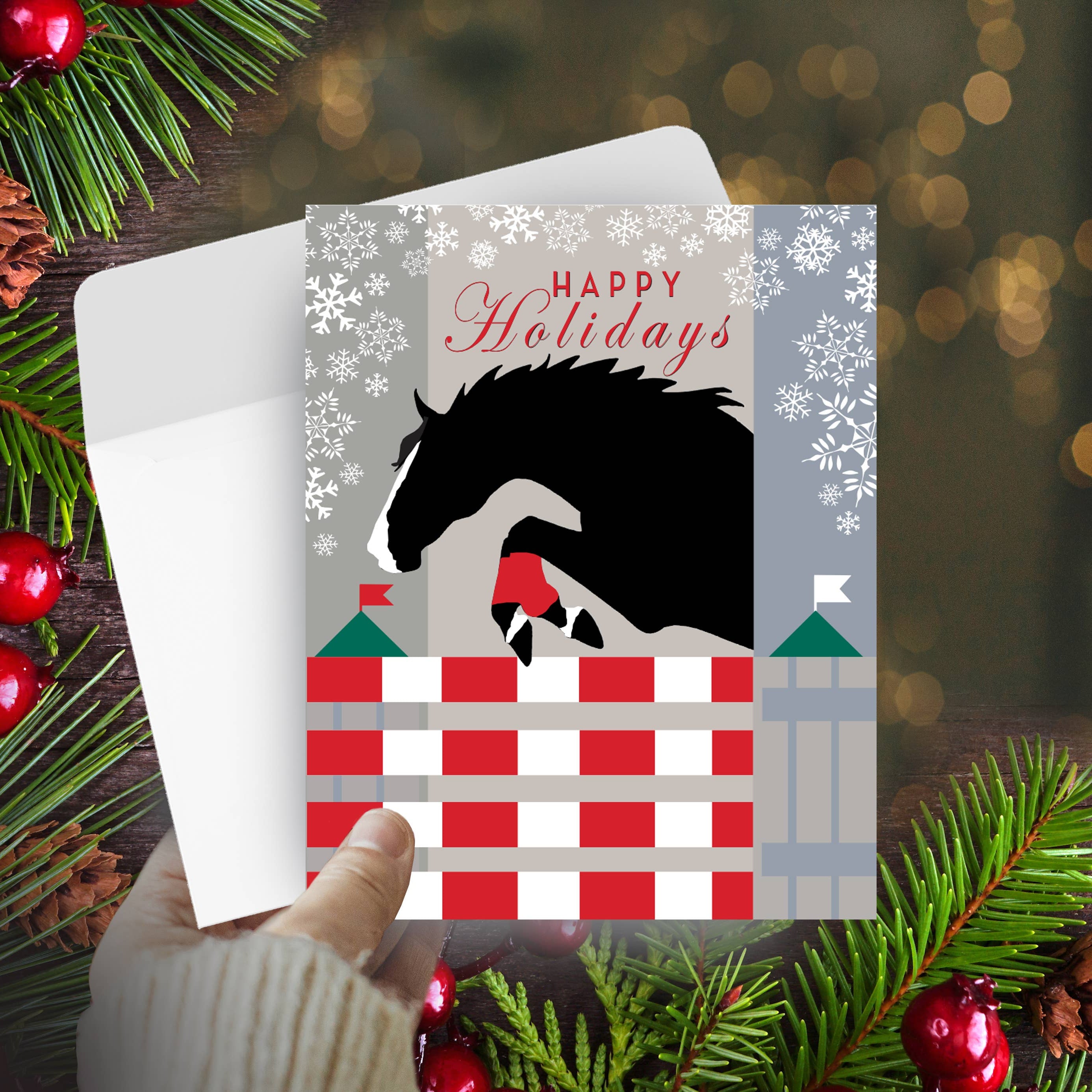 Happy Holidays Jumper Horse Christmas Card