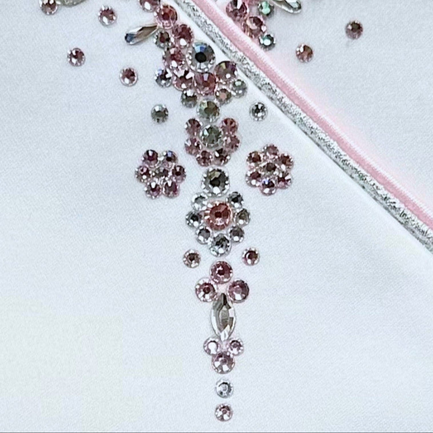 Plastronique Pink & Silver Crystal Drip Custom Stock Tie - details