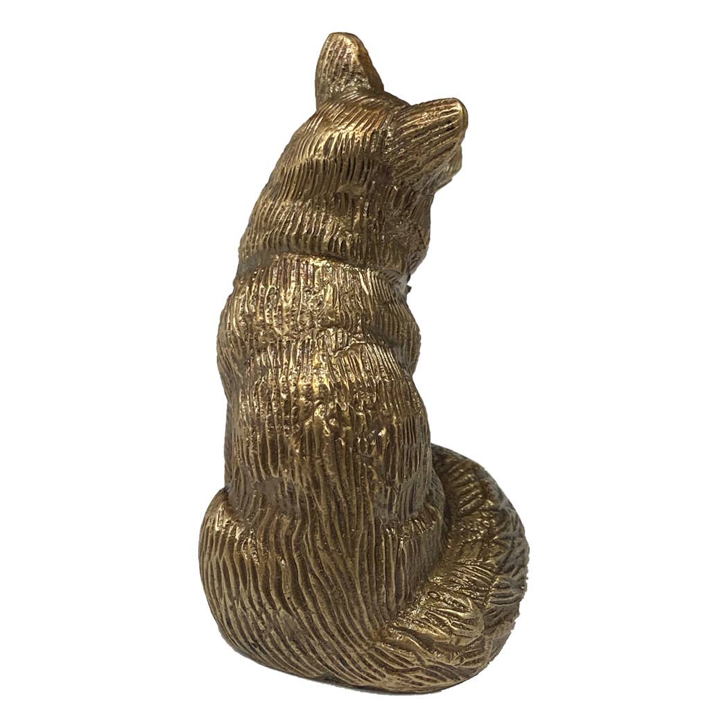 Antiqued Solid Brass Sitting Fox
