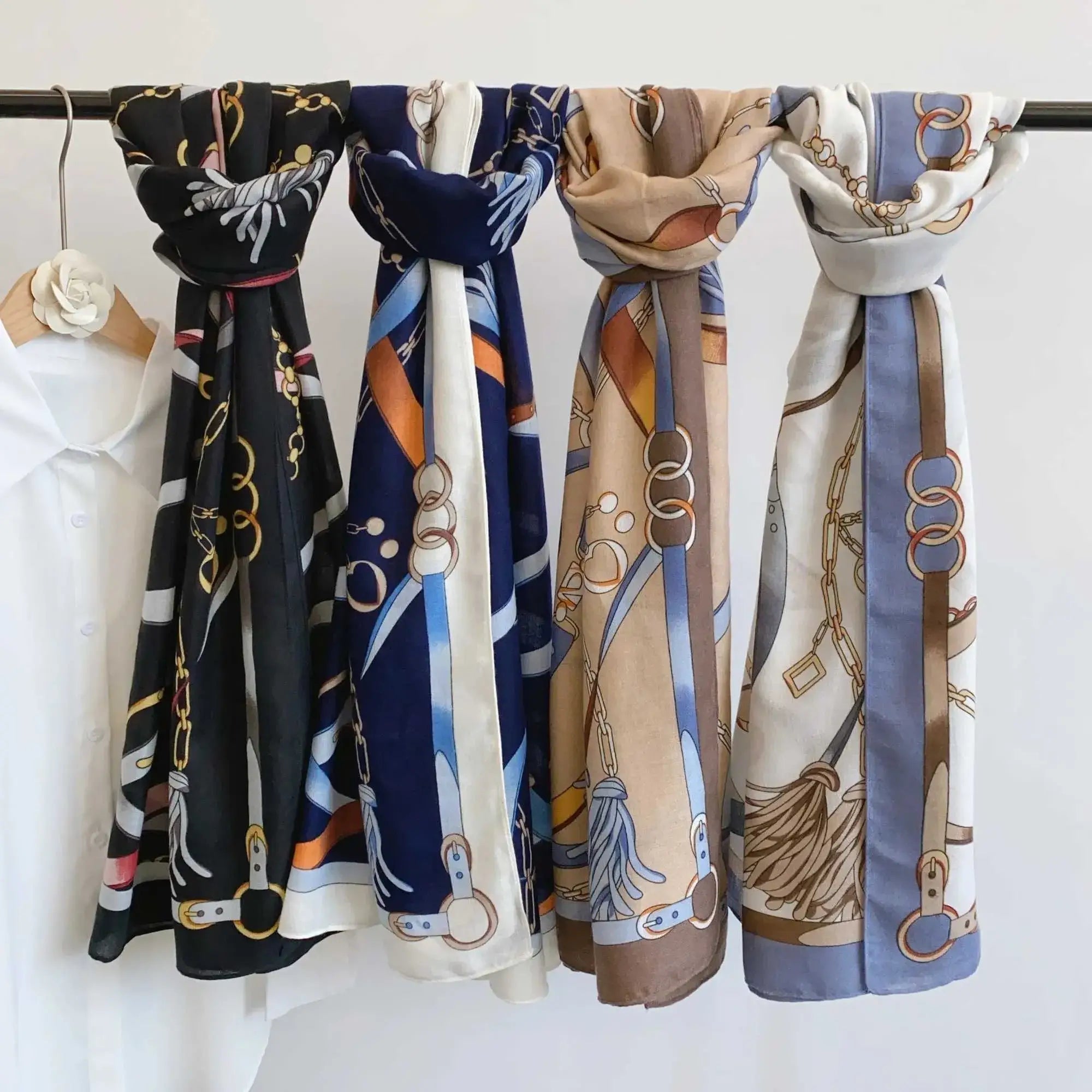 Equestrian Blue & White Scarf