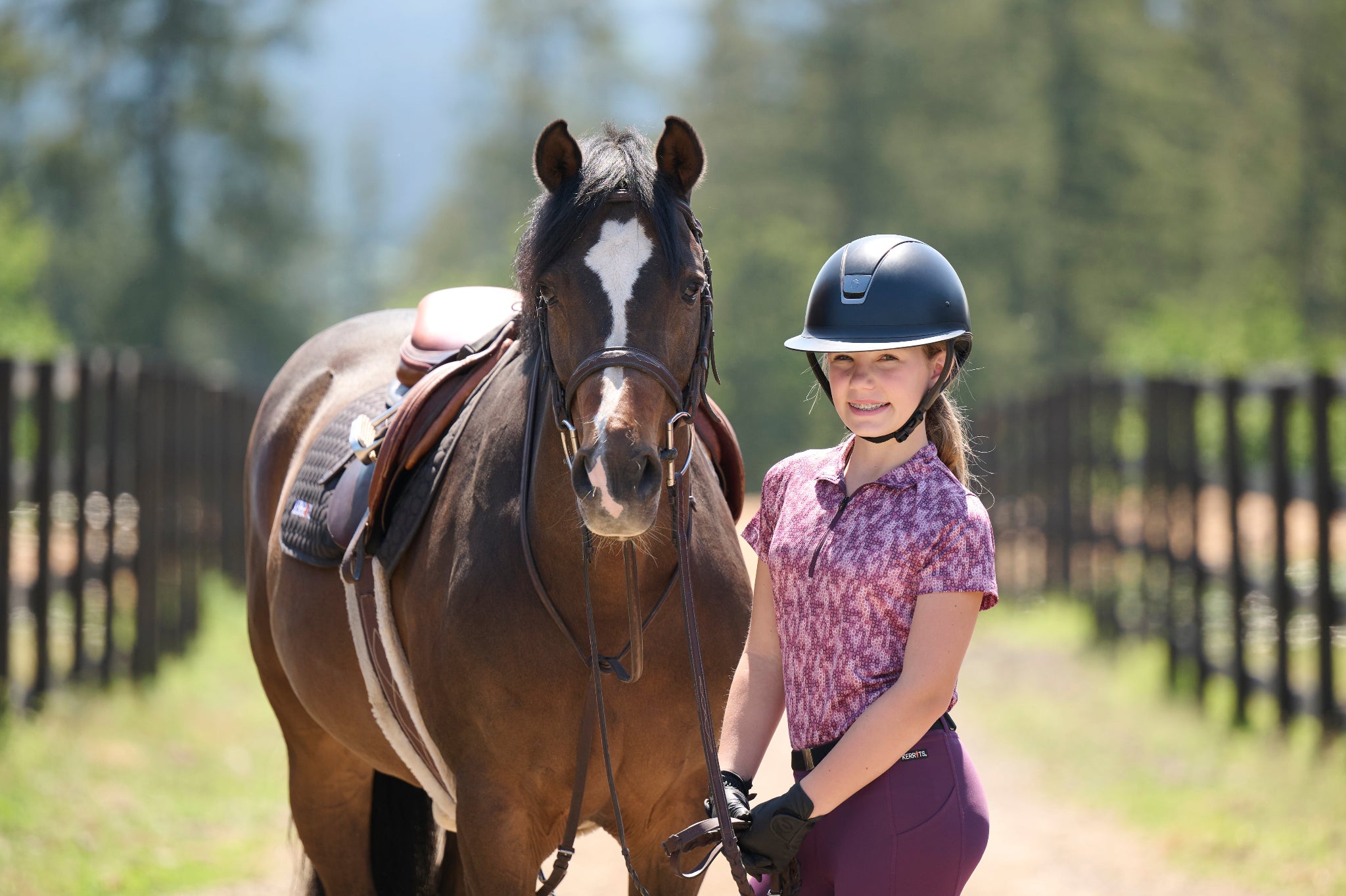 Kerrits Kids Equibreeze Ice Fil Short Sleeve Shirt Blush Lucky Cascade