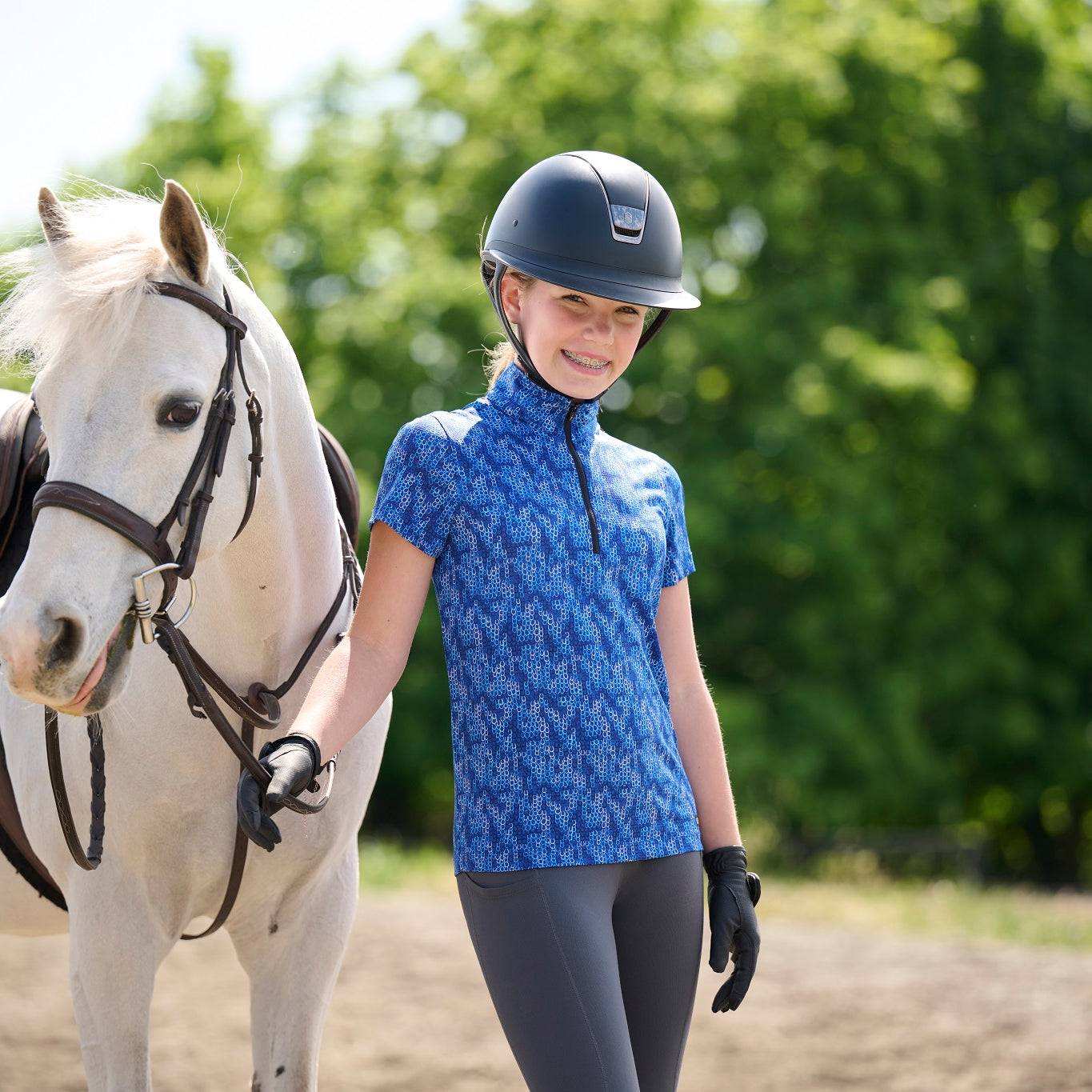 Kerrits Kids Equibreeze Ice Fil Short Sleeve Shirt Oasis Lucky Cascade