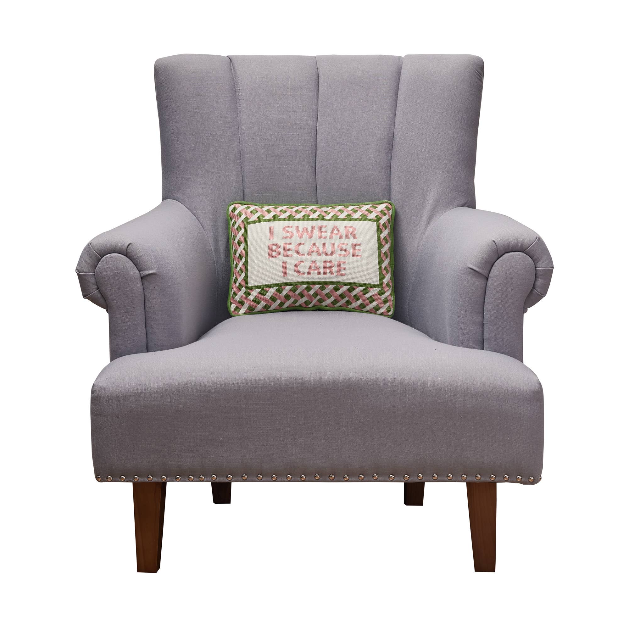 I Swear Because I Care Embroidered Pillow