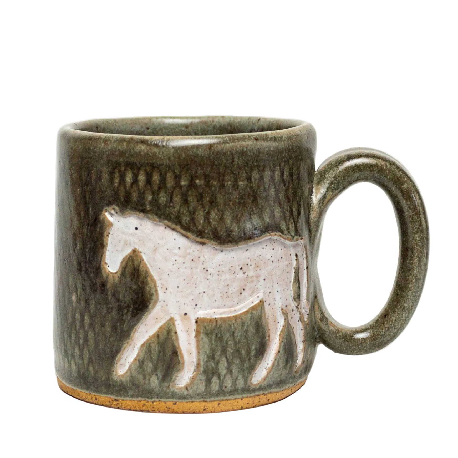 White Horse on Silver Stoneware 10oz Mug