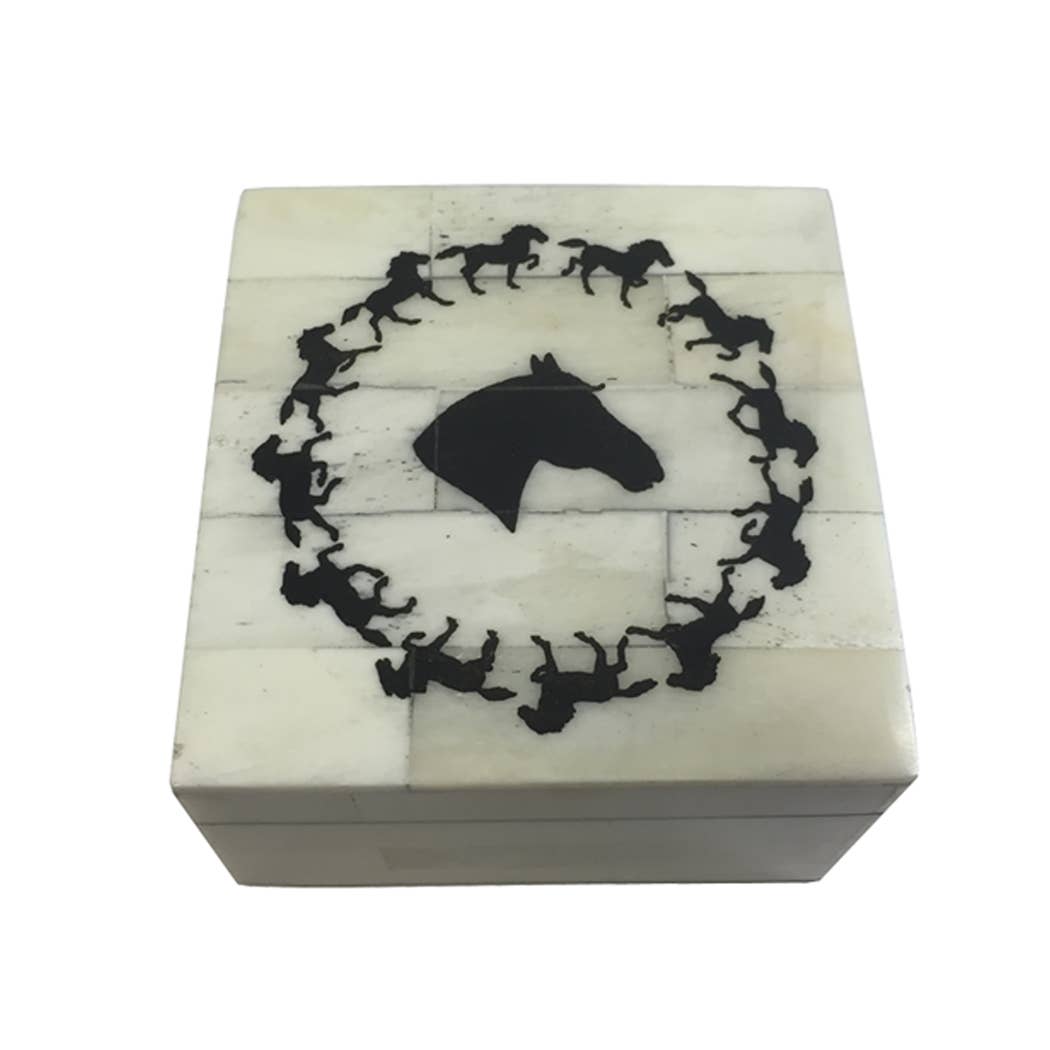 Equestrian Engraved Bone Box