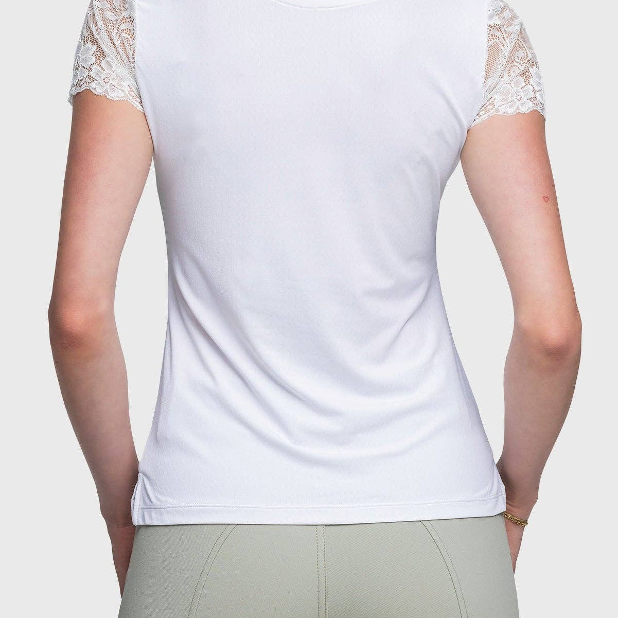Kastel Galloon Lace White Short Sleeve Sun Shirt