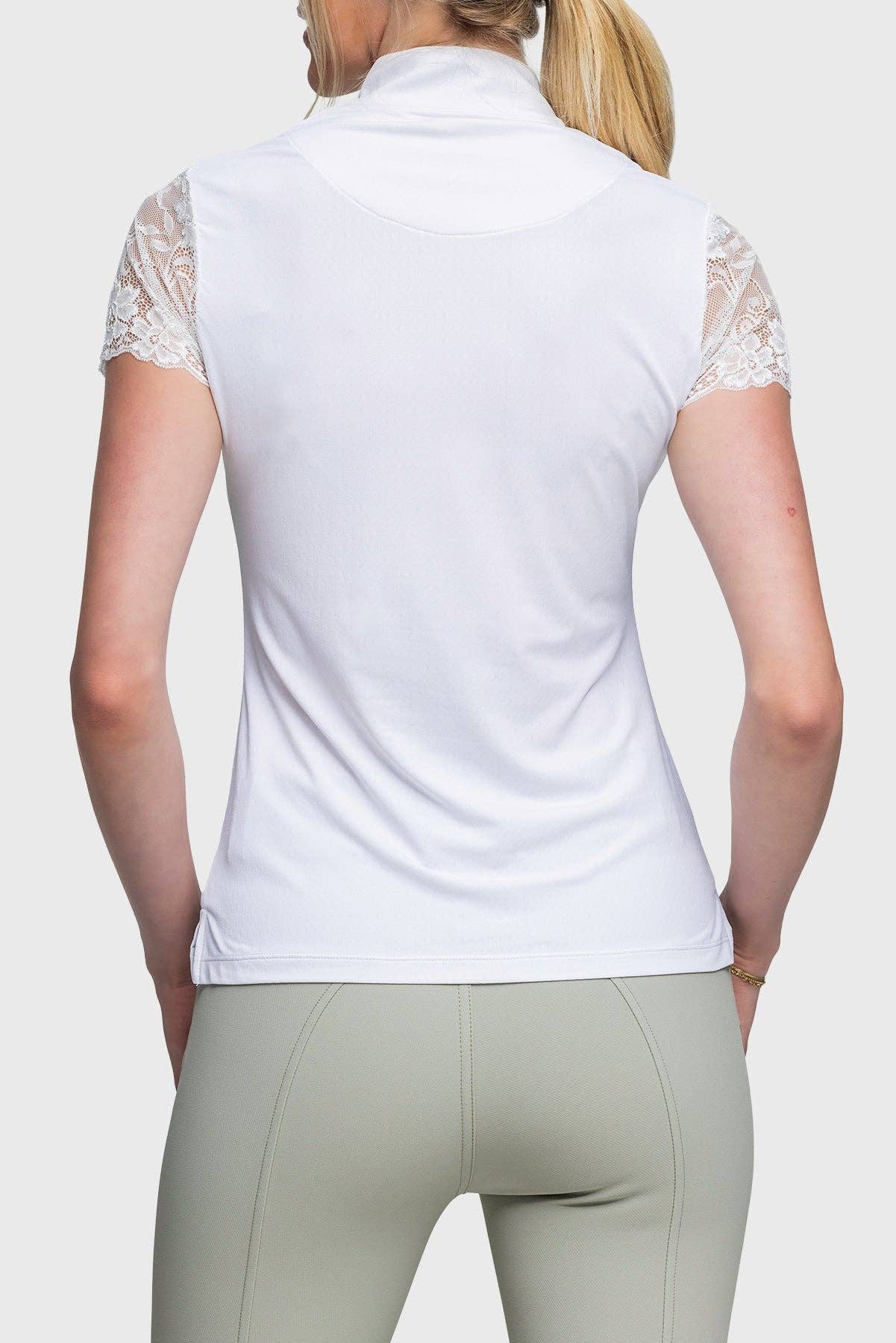 Kastel Galloon Lace White Short Sleeve Sun Shirt