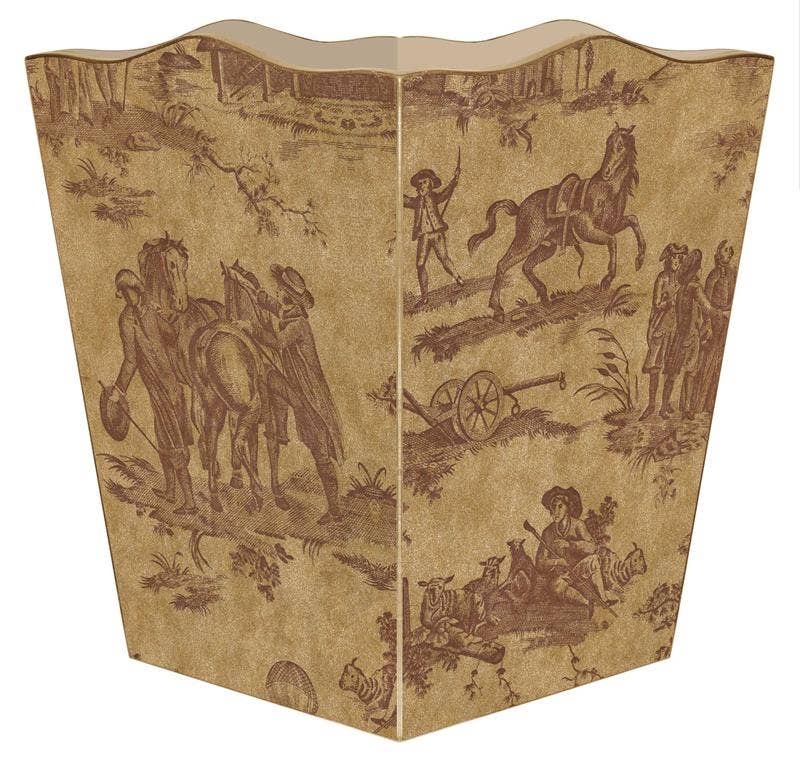 Brown Horse Toile Wastepaper Basket