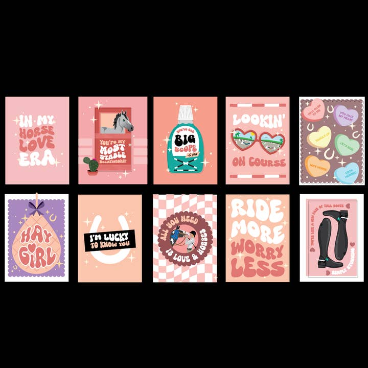 Retro Equestrian Valentine's Day Postcards