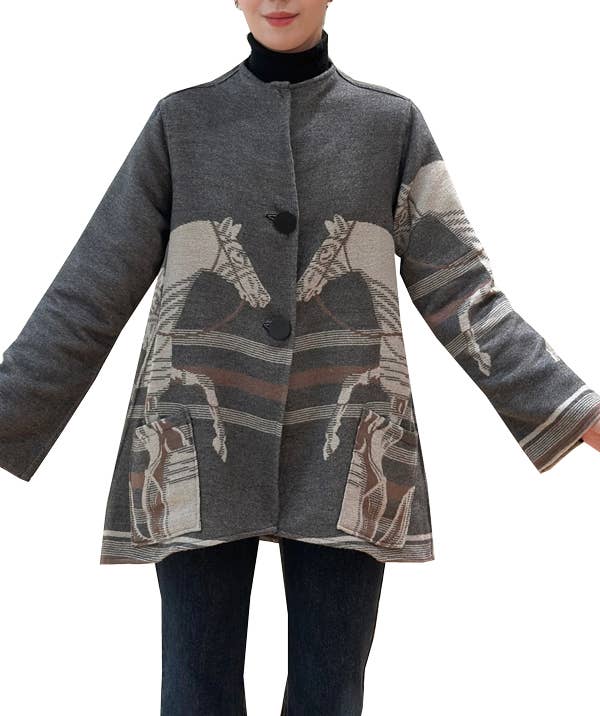 Brown Horse Corral Asymmetric Travel Coat