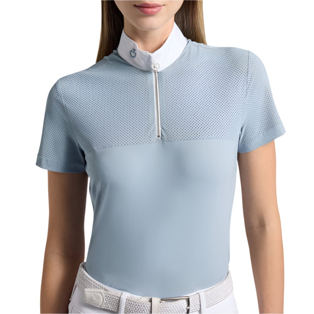 Cavalleria Toscana Perforated Jersey Short Sleeve Competition Shirt - Blue Fog