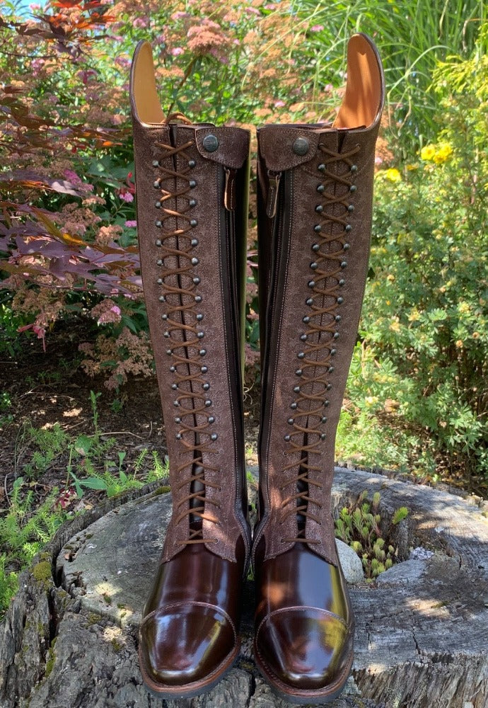 Custom DeNiro Tintoretto Dressage Boot - Brushed Fondente Brown & Aurora Stella