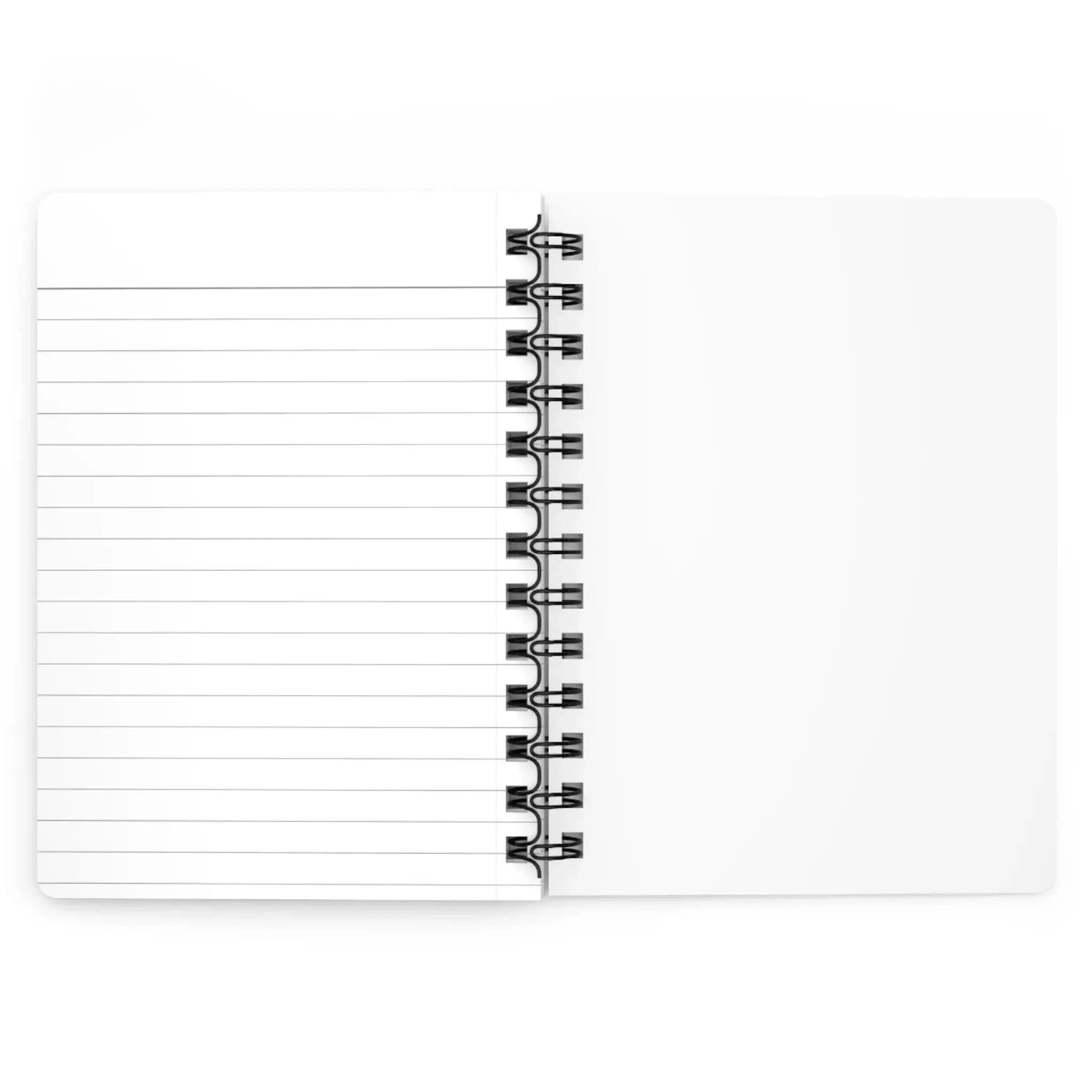Notebook with spiral binding on a white background