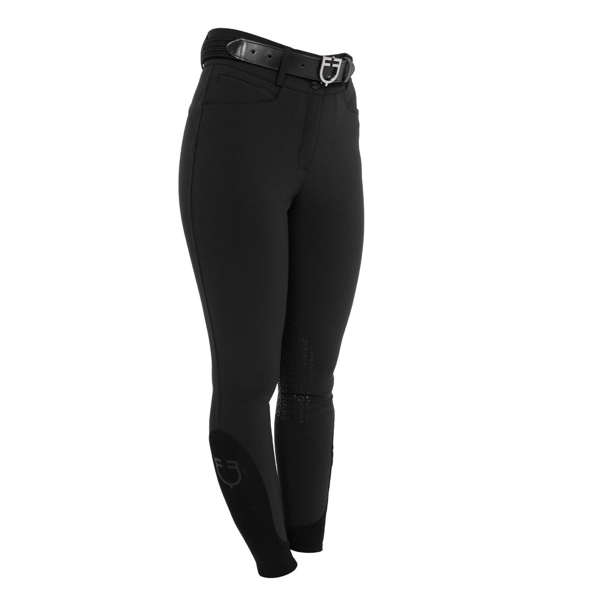 Equestro High-Waisted Hunter Knee Grip Breech - Black