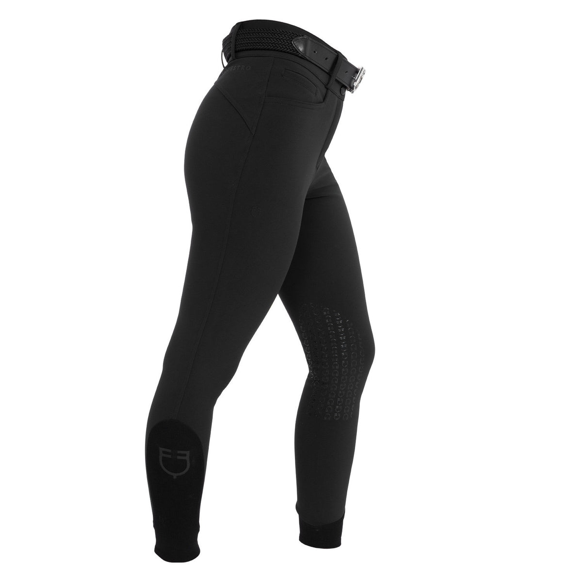 Equestro High-Waisted Hunter Knee Grip Breech - Black
