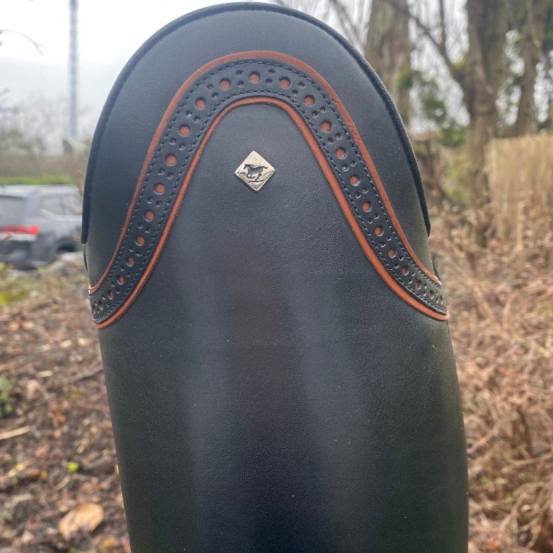 Custom DeNiro Raffaello Dressage Boot - Piccolo Punched Top with Brandy Piping