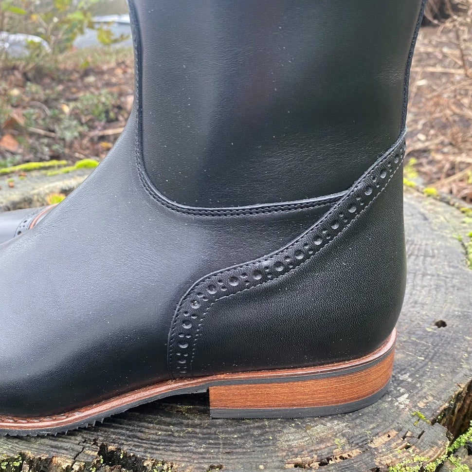 Custom DeNiro Raffaello Dressage Boot - Piccolo Punched Top with Brandy Piping