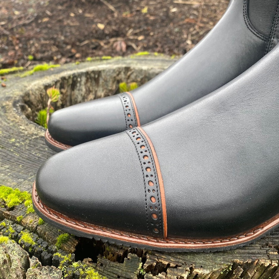 Custom DeNiro Raffaello Dressage Boot - Piccolo Punched Top with Brandy Piping