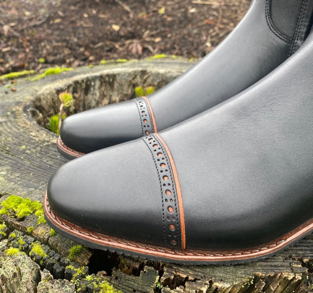 Custom DeNiro Raffaello Dressage Boot - Piccolo Punched Top with Brandy Piping