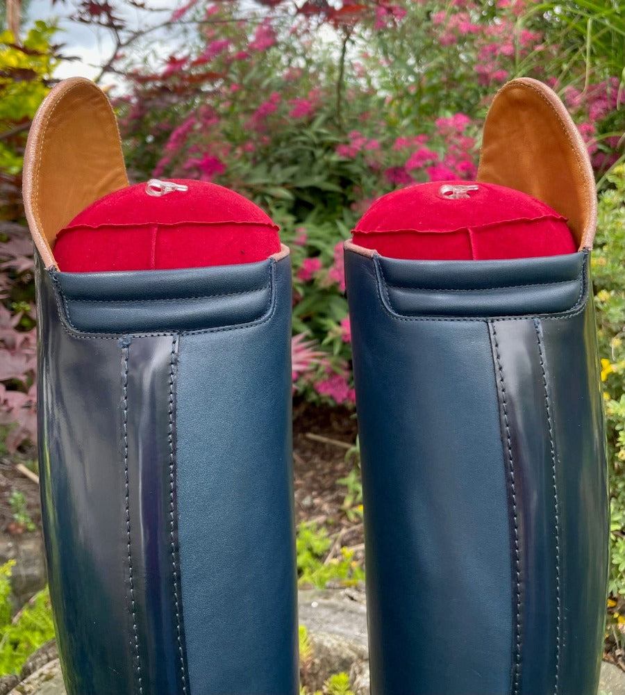 Custom DeNiro Raffaello Dressage Boot - Brushed Blue with Greta Uptop & Rose Gold with Swarovski