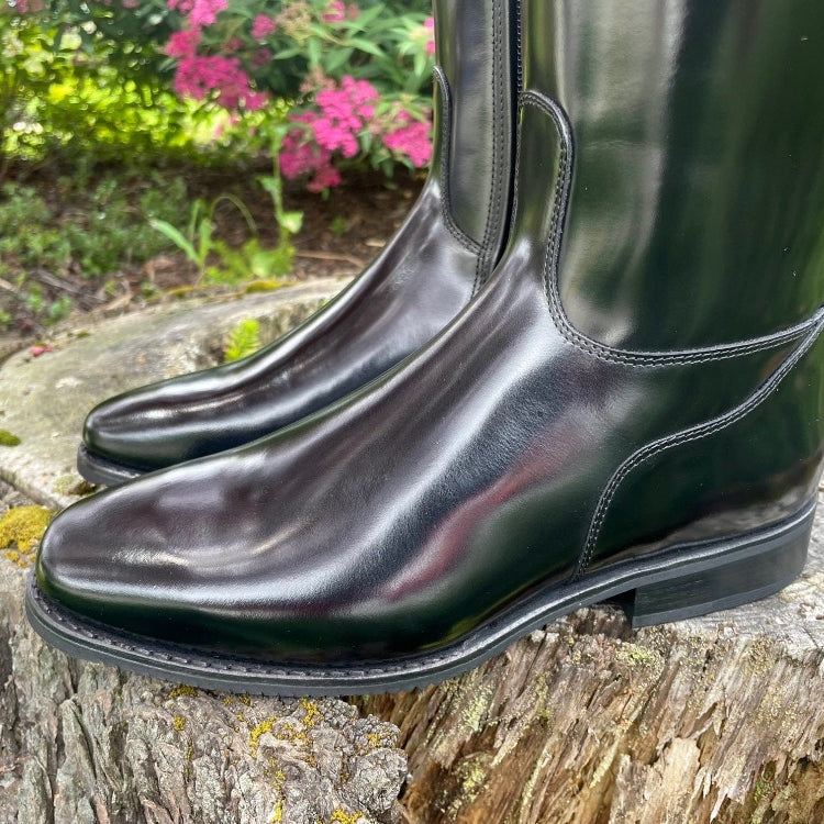 Custom DeNiro Raffaello Dressage Boot - Brushed Black with Blue Stardust Piccolo & Swarovski Fineline
