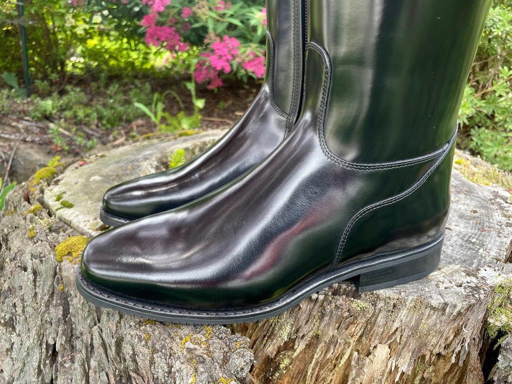 Custom DeNiro Raffaello Dressage Boot - Brushed Black with Blue Stardust Piccolo & Swarovski Fineline