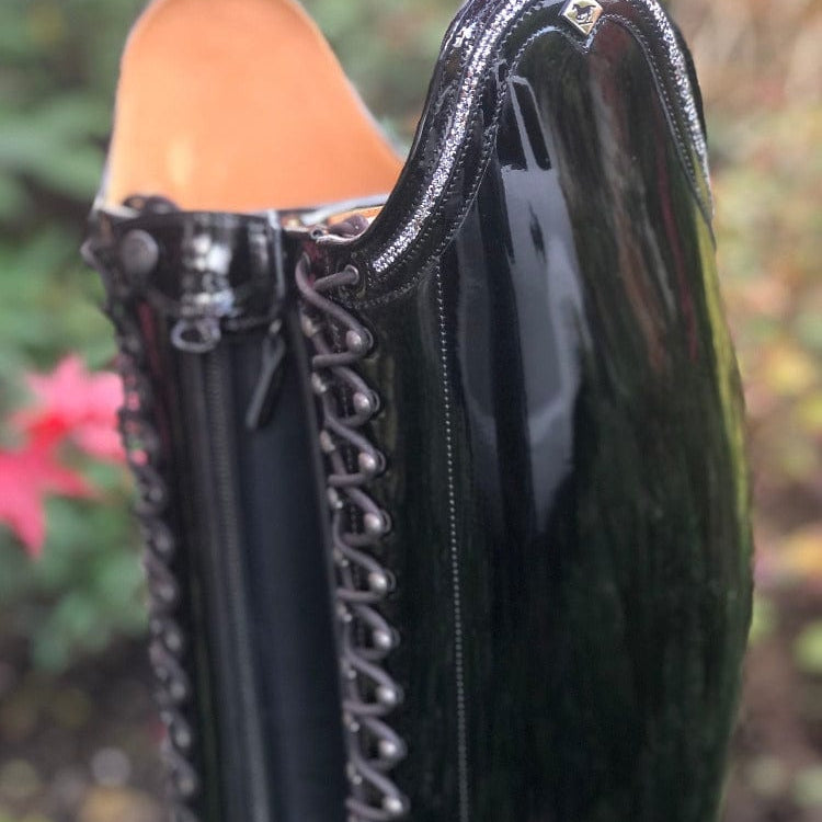 Custom DeNiro Botticelli Dressage Boot Black Patent with Swarovski Top