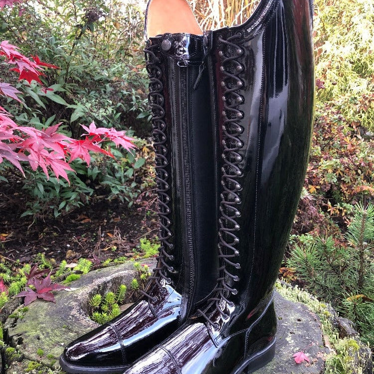 Custom DeNiro Botticelli Dressage Boot Black Patent with Swarovski Top