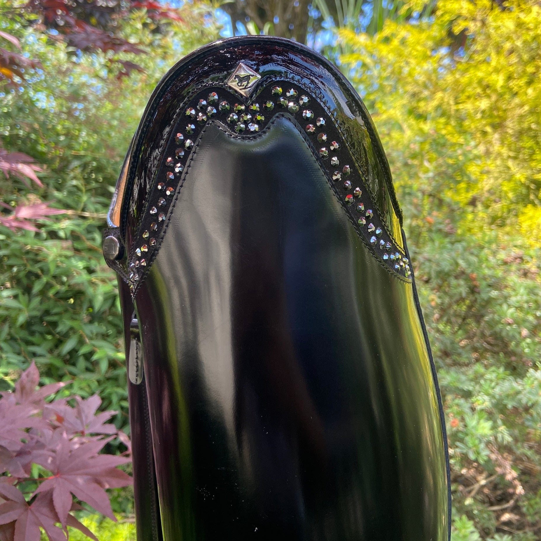 Custom DeNiro Bellini Dressage Boot - Brushed Black with Crystal Rondine Top