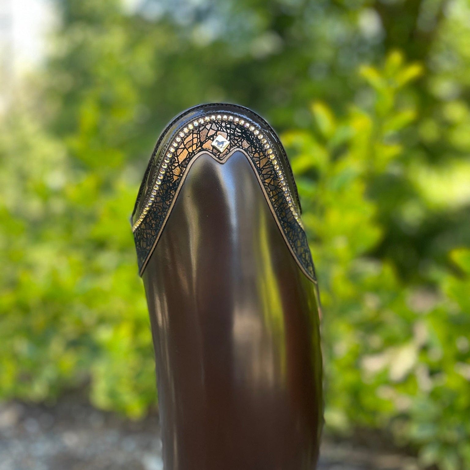 DeNiro Raffaello Dressage Boot - Brushed Fondente Brown with Rondine Dedalo & Swarovski