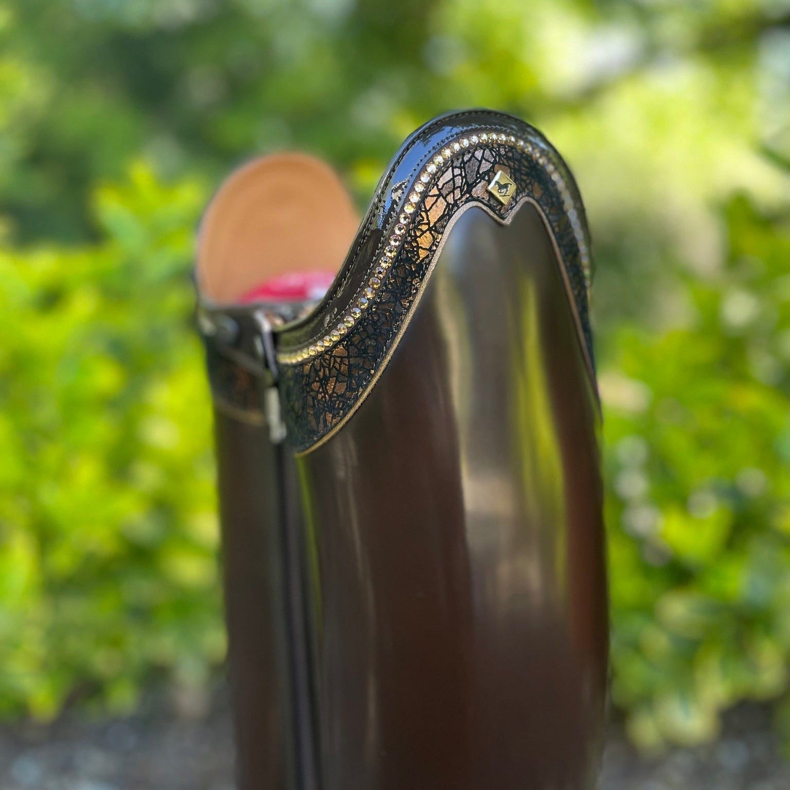 DeNiro Raffaello Dressage Boot - Brushed Fondente Brown with Rondine Dedalo & Swarovski