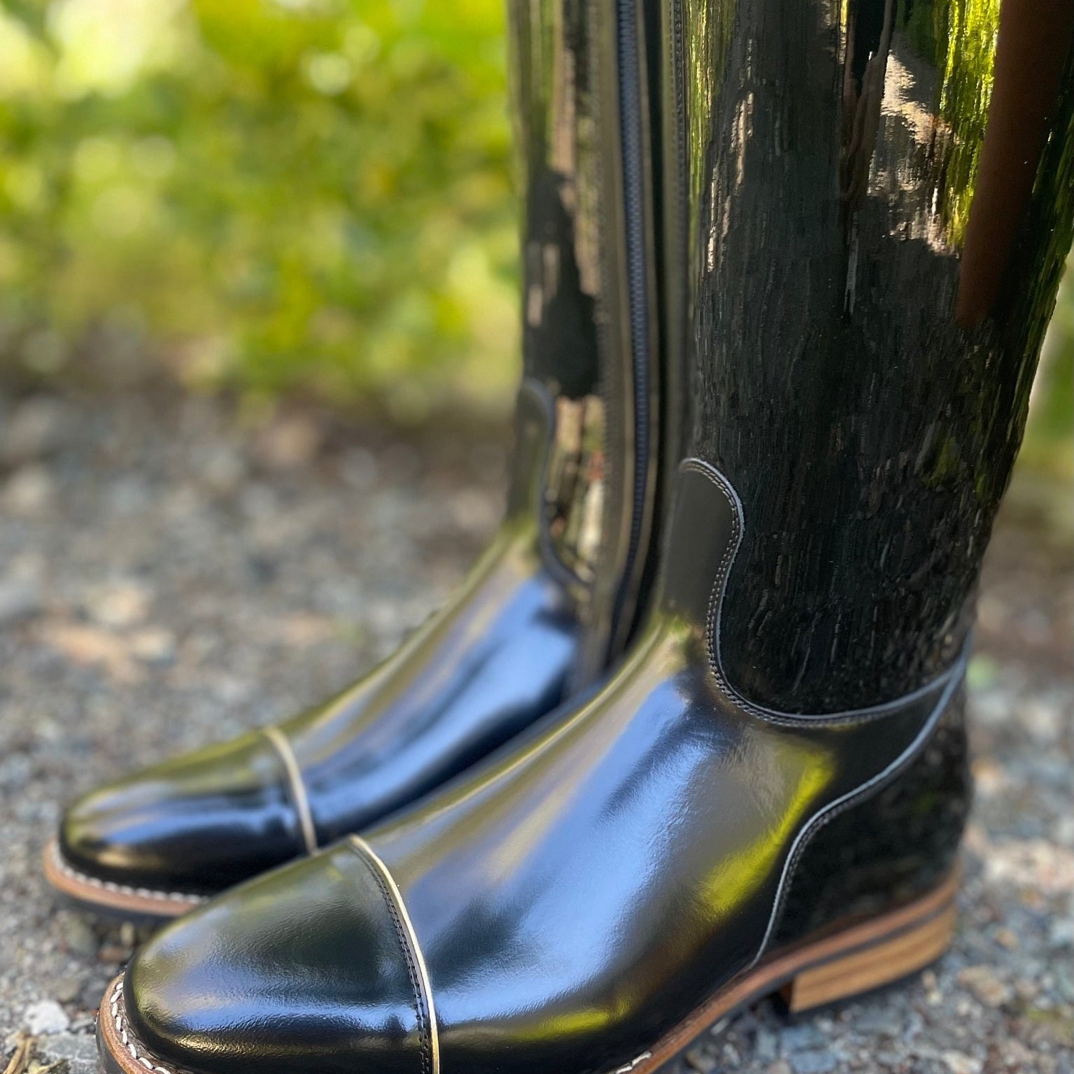 DeNiro Raffaello Dressage Boot - Black Patent with Dedalo Oro Uptop