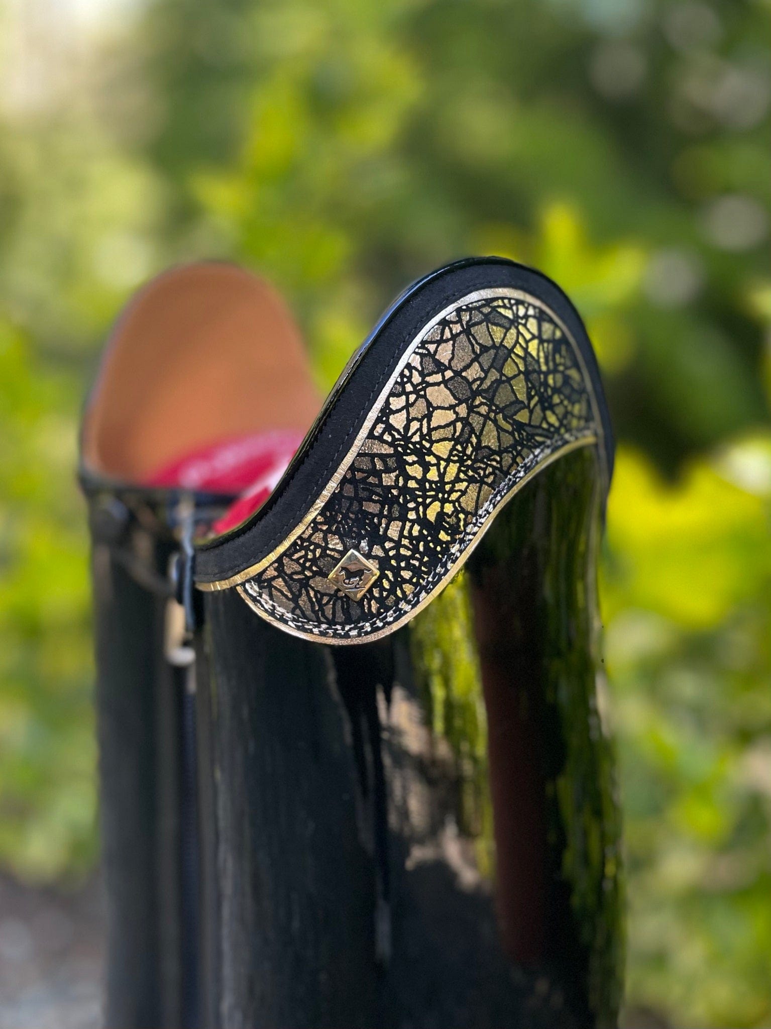 DeNiro Raffaello Dressage Boot - Black Patent with Dedalo Oro Uptop