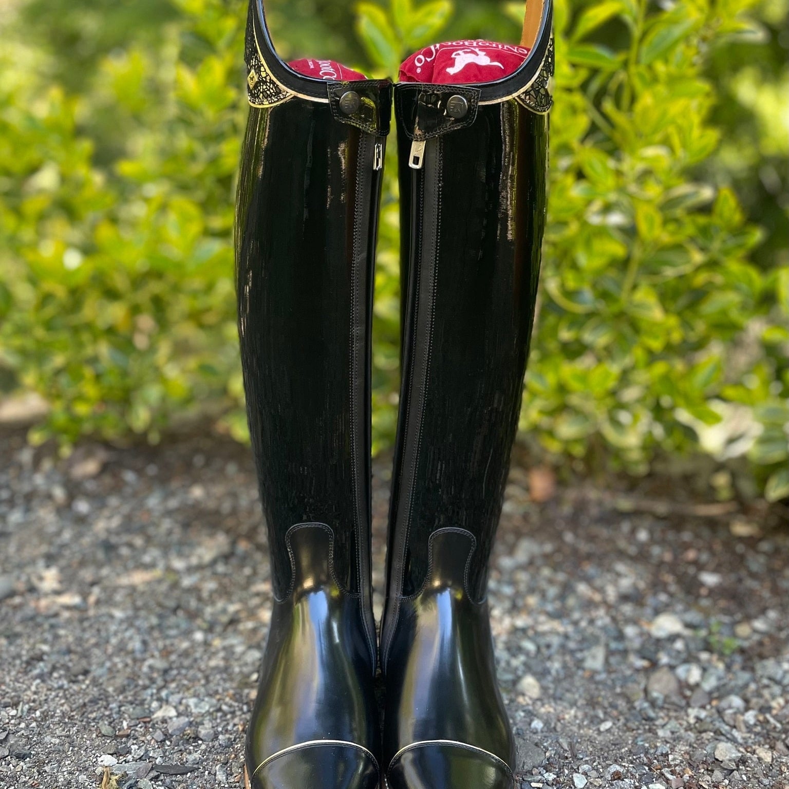 DeNiro Raffaello Dressage Boot - Black Patent with Dedalo Oro Uptop