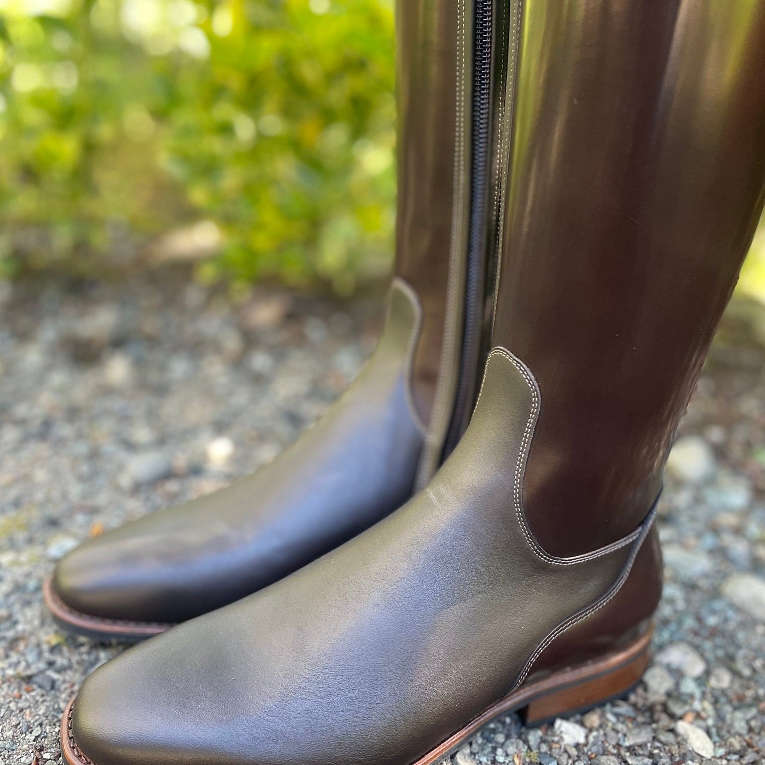 DeNiro Bellini Dressage Boot - Brushed Brown with Codone Ice Bronzo & Swarovski Collier