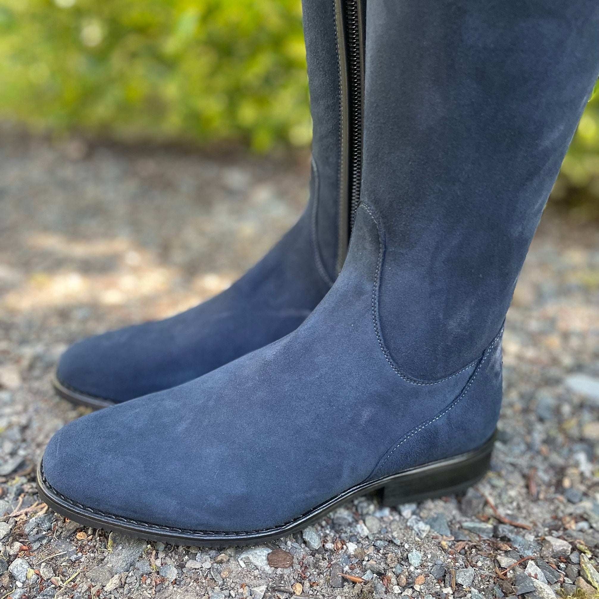 DeNiro Bellini Dressage Boot - Camoscio Suede Blue with Swarovski