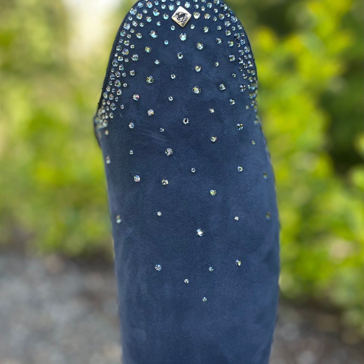 DeNiro Bellini Dressage Boot - Camoscio Suede Blue with Swarovski