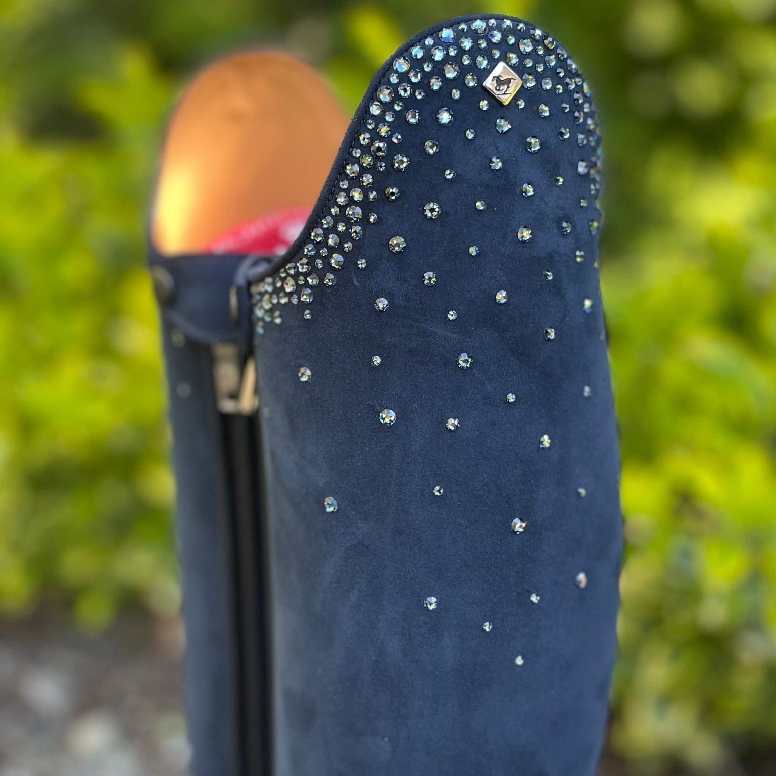 DeNiro Bellini Dressage Boot - Camoscio Suede Blue with Swarovski