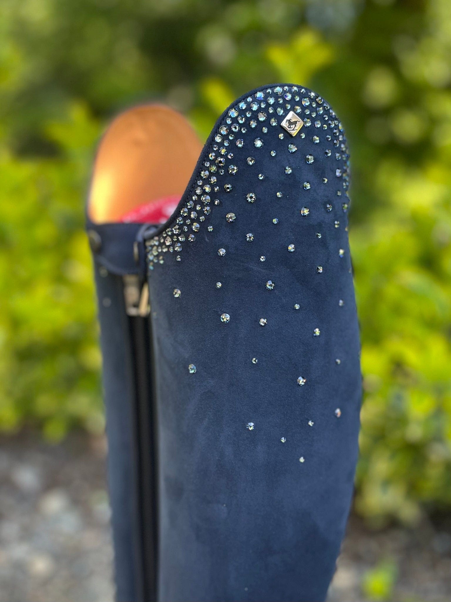 DeNiro Bellini Dressage Boot - Camoscio Suede Blue with Swarovski