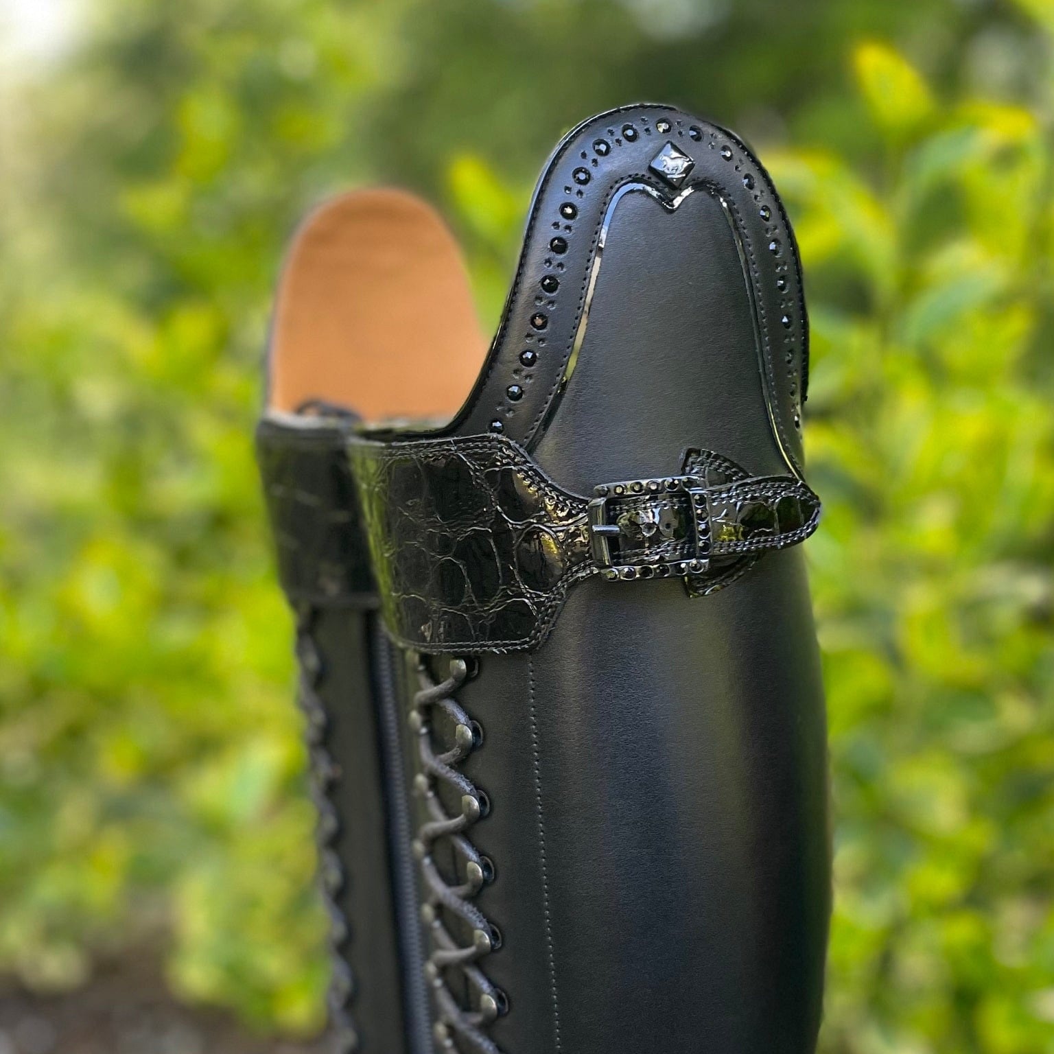 DeNiro Tintoretto Dressage Boot - WRAT Black with Tommaso Swarovski Rondine and Lucidi