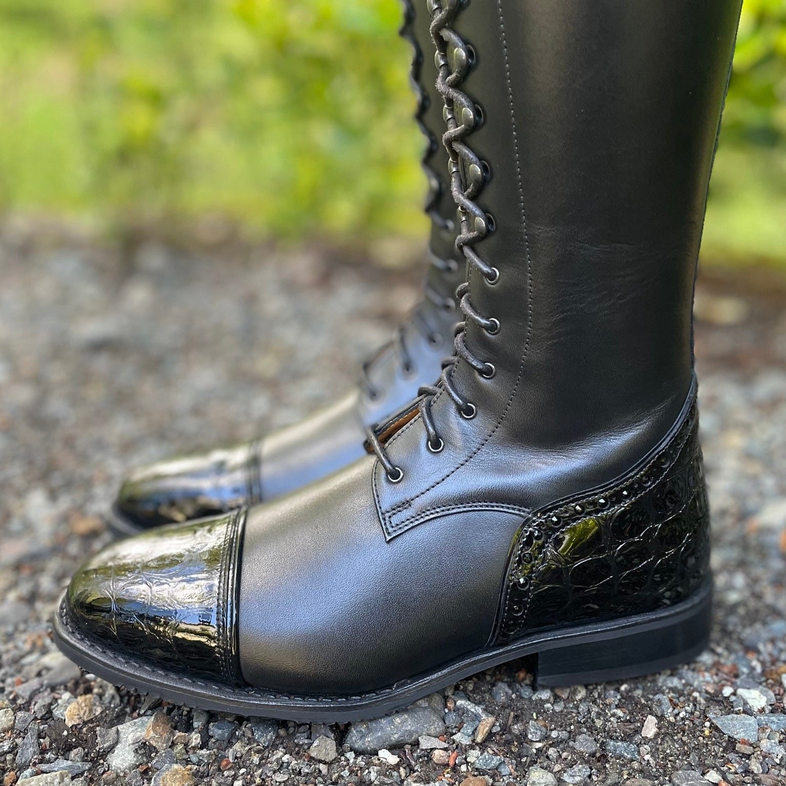 DeNiro Tintoretto Dressage Boot - WRAT Black with Tommaso Swarovski Rondine and Lucidi