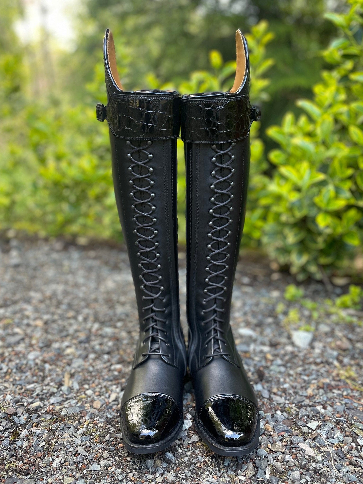 DeNiro Tintoretto Dressage Boot - WRAT Black with Tommaso Swarovski Rondine and Lucidi