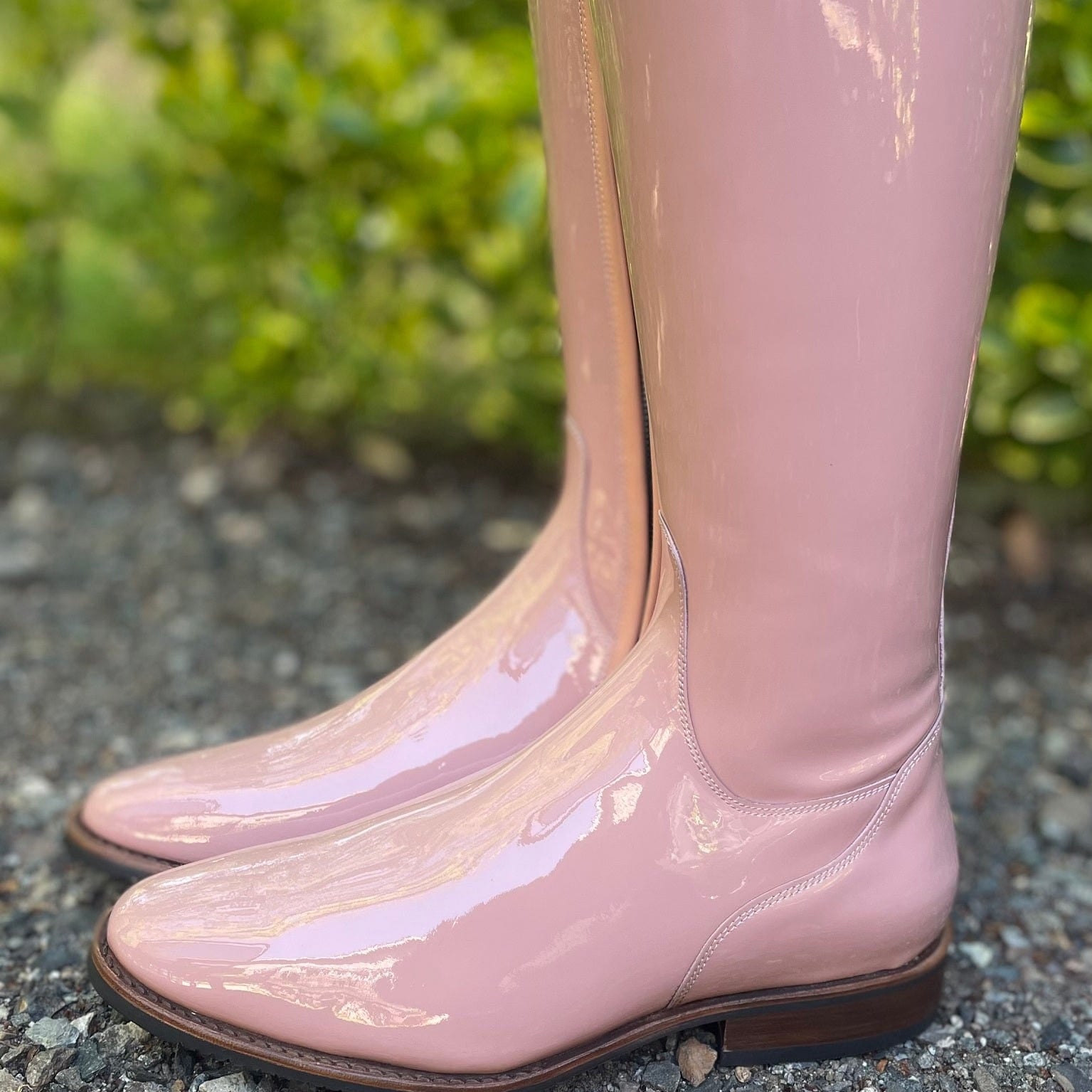DeNiro Bellini Dressage Boot - Patent Glicine with Rondine Iride Pink & Swarovski Collier