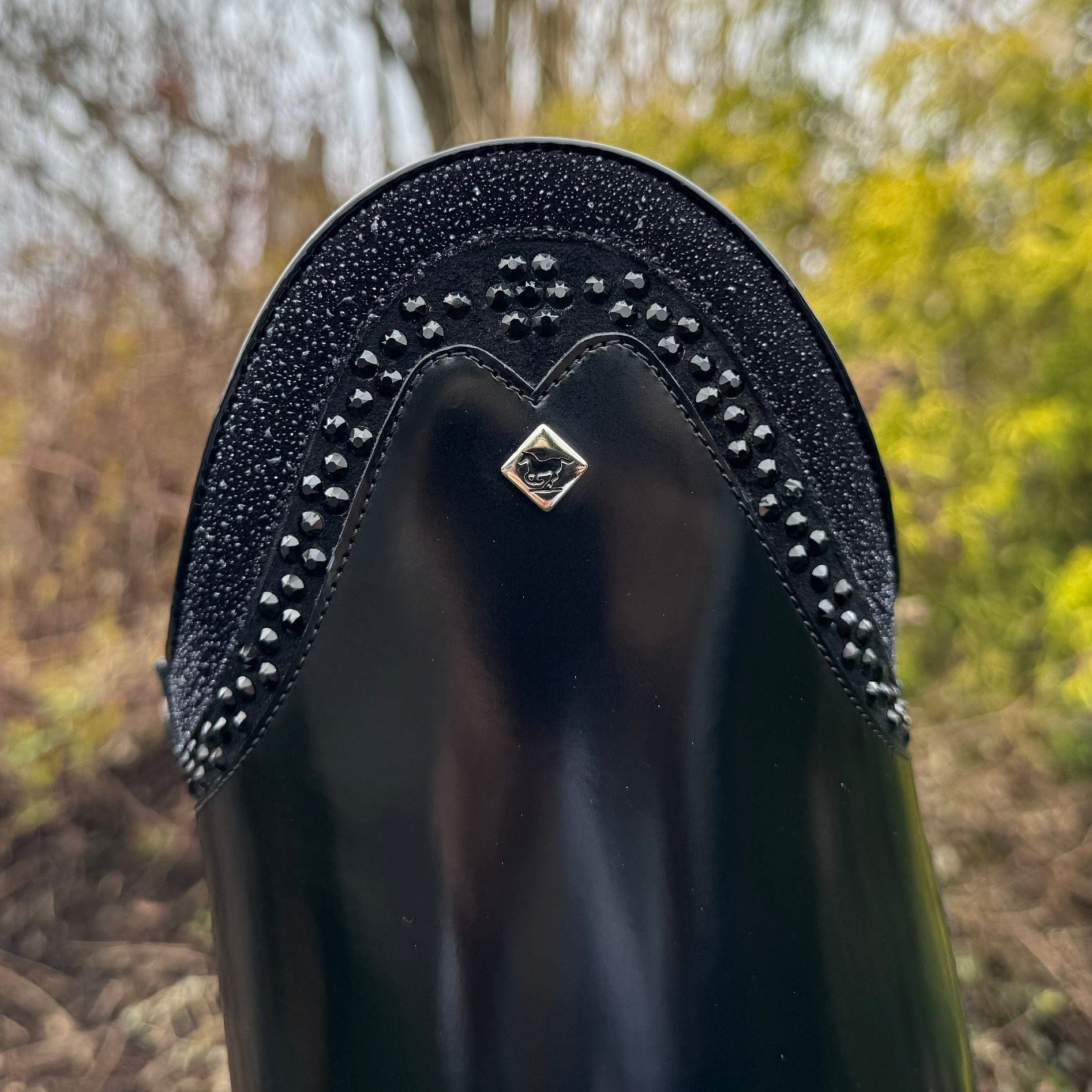 Custom DeNiro Bellini Dressage Boot - Brushed Black with Rondine Stardust & Swarovski